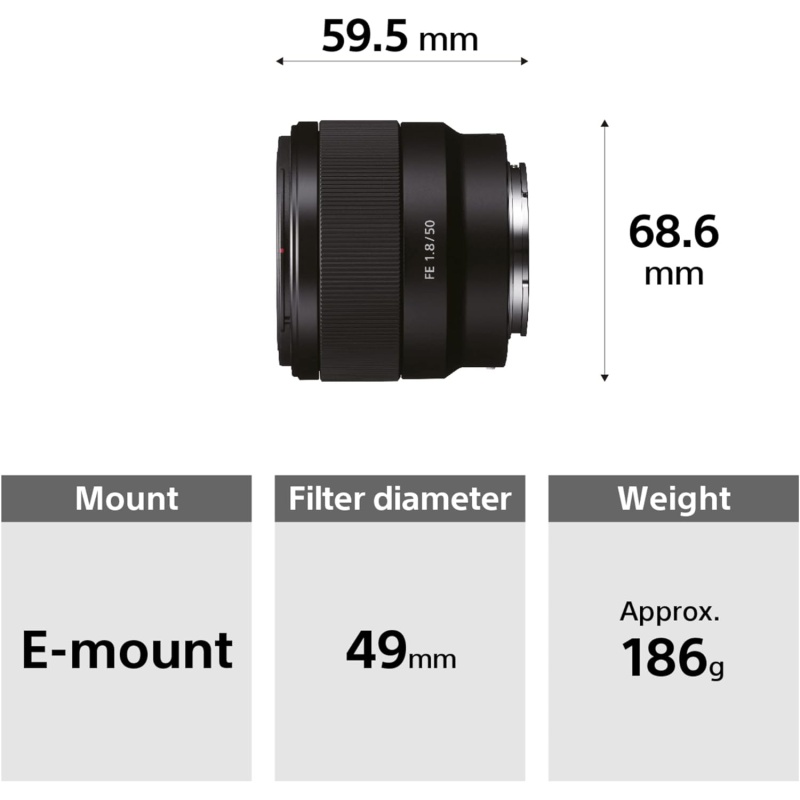 ⁦Sony FE 50mm F1.8 Compact Lightweight E Mount Lens with Beautiful Dedofusing Bokeh Compatible with Full Frame and APS C Camera SEL50F18F, Black, Lens Only⁩ - الصورة ⁦6⁩