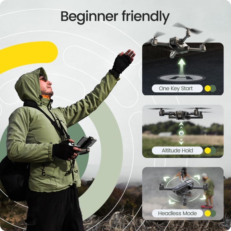 ⁦Holy Stone Drone HS440 Foldable FPV Drones with 1080P WiFi Camera for Adult Beginners and Kids; Voice/Gesture Control RC Quadcopter with Modular Battery for long flight time, Auto Hover, Carrying Case⁩ - الصورة ⁦3⁩