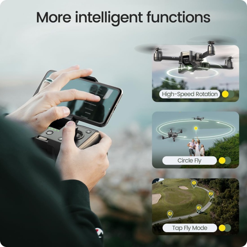 ⁦Holy Stone Drone HS440 Foldable FPV Drones with 1080P WiFi Camera for Adult Beginners and Kids; Voice/Gesture Control RC Quadcopter with Modular Battery for long flight time, Auto Hover, Carrying Case⁩ - الصورة ⁦4⁩