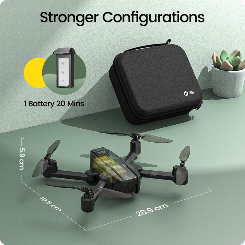 ⁦Holy Stone Drone HS440 Foldable FPV Drones with 1080P WiFi Camera for Adult Beginners and Kids; Voice/Gesture Control RC Quadcopter with Modular Battery for long flight time, Auto Hover, Carrying Case⁩ - الصورة ⁦8⁩