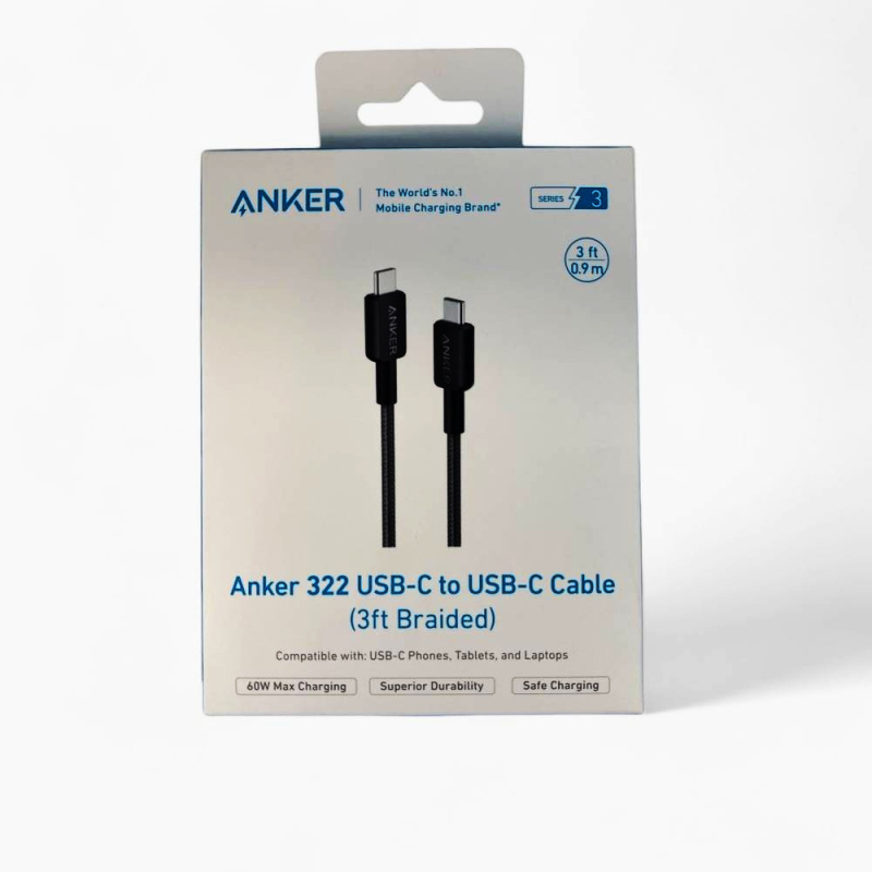 Anker 322 USB-C to USB-C Cable - أنكر كابل شحن متوافق مع الهواتف والتابلت وأورديناتيرات