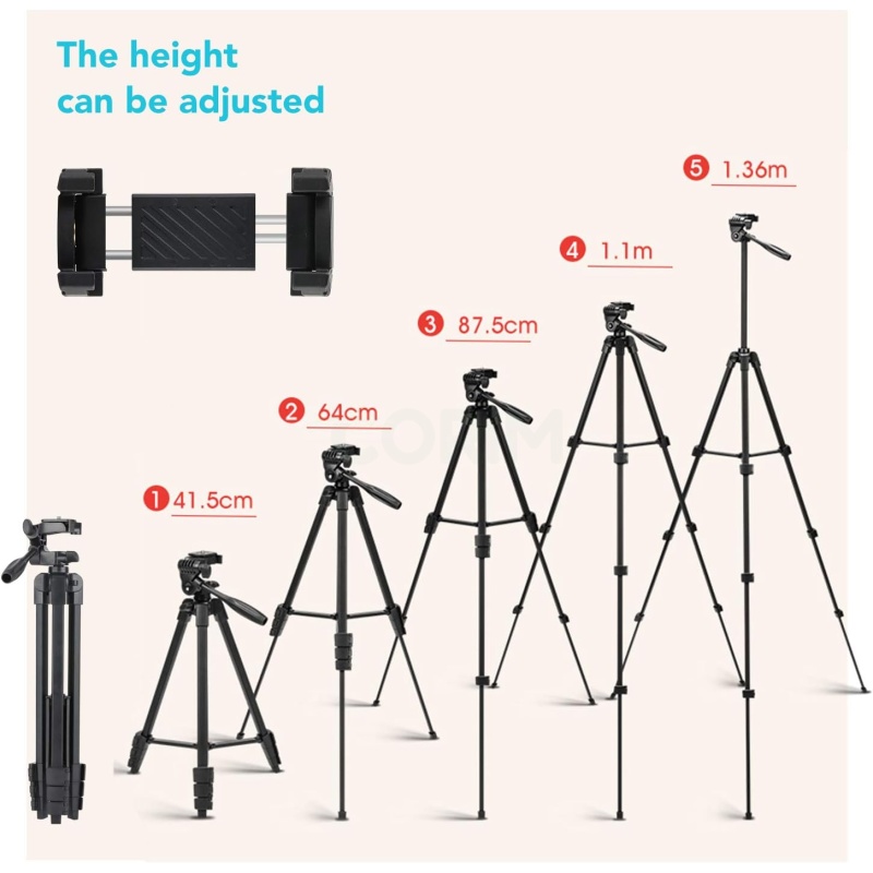 ⁦Eocean 136cm Tripod for Camera & Phone⁩ - الصورة ⁦2⁩