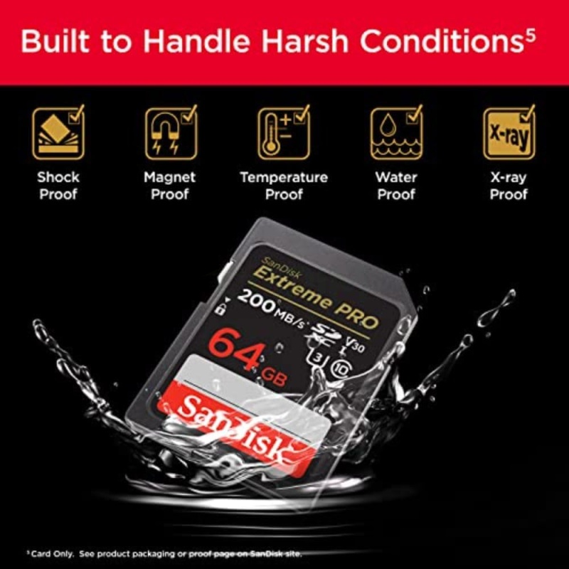 ⁦SanDisk 64GB Extreme PRO SDXC Card (200MB/s)⁩ - الصورة ⁦5⁩