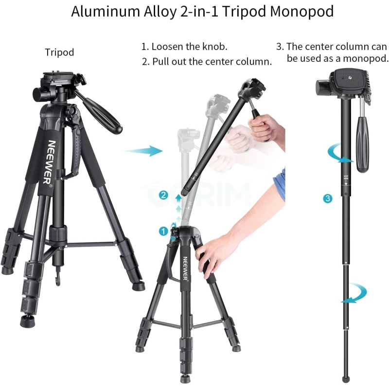 ⁦Neewer 70-inch Camera Tripod with Swivel Head⁩ - الصورة ⁦2⁩