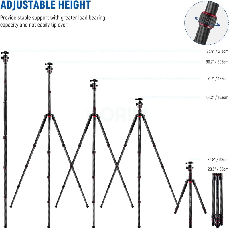 ⁦Neewer 80.7” Carbon Fiber Tripod & Monopod⁩ - الصورة ⁦3⁩