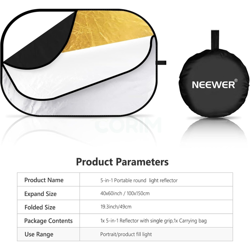 ⁦Neewer 5-in-1 40"x60" Reflector & Diffuser Kit⁩ - الصورة ⁦8⁩