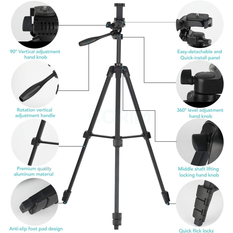 ⁦Eocean 136cm Tripod for Camera & Phone⁩ - الصورة ⁦3⁩