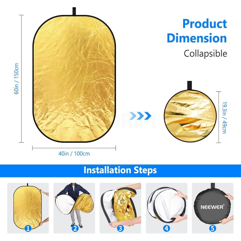 ⁦Neewer 5-in-1 40"x60" Reflector & Diffuser Kit⁩ - الصورة ⁦3⁩