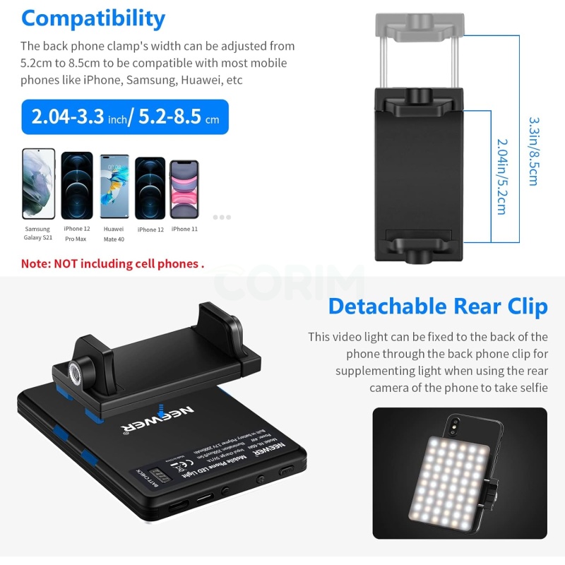 ⁦NEEWER LED Selfie Light with Clip⁩ - الصورة ⁦5⁩