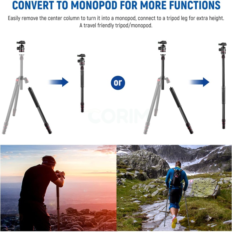⁦Neewer 80.7” Carbon Fiber Tripod & Monopod⁩ - الصورة ⁦6⁩