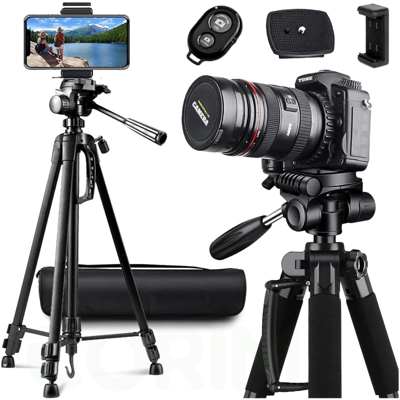 TDNE 170CM Camera Tripod with Remote & Phone Holder