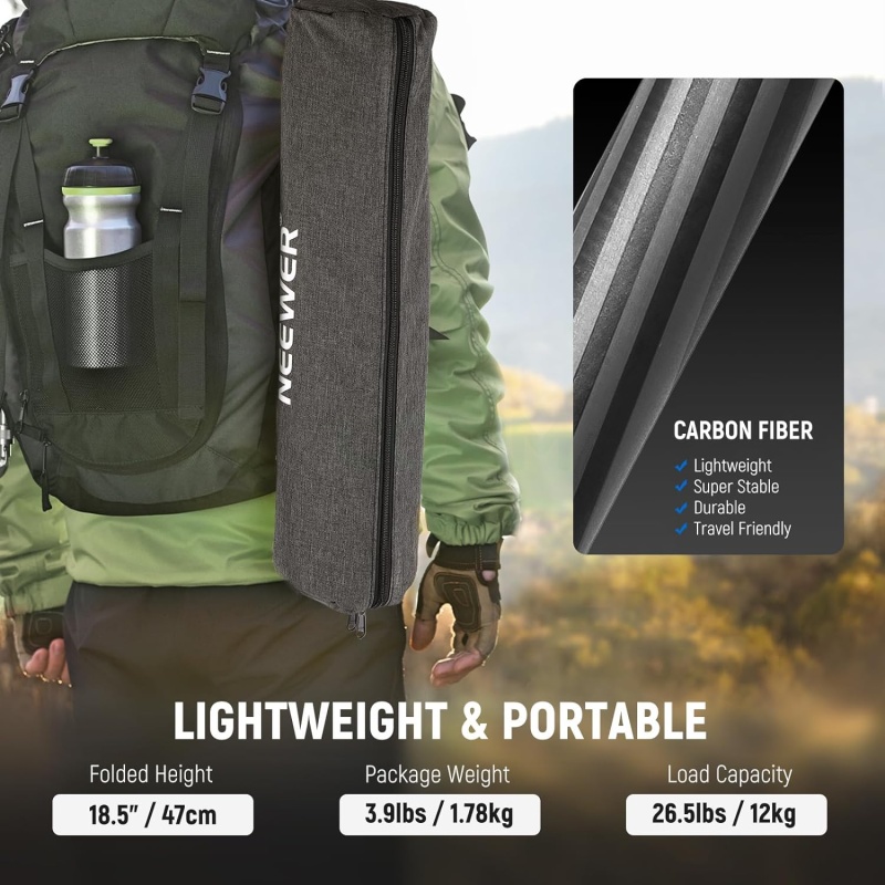 ⁦Neewer 66-inch Carbon Fiber Tripod & Monopod⁩ - الصورة ⁦7⁩