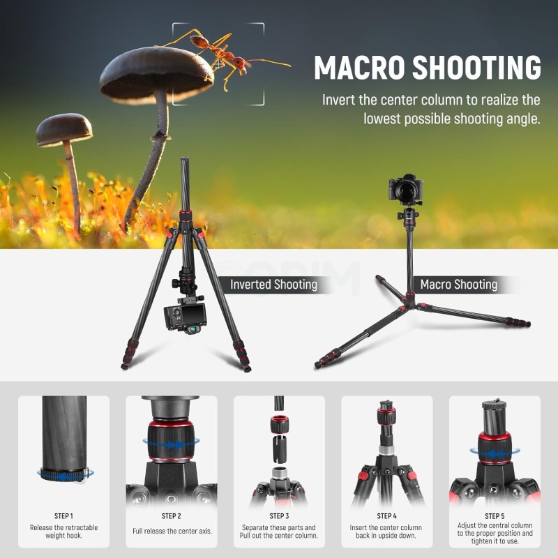 ⁦Neewer 66-inch Carbon Fiber Tripod & Monopod⁩ - الصورة ⁦4⁩