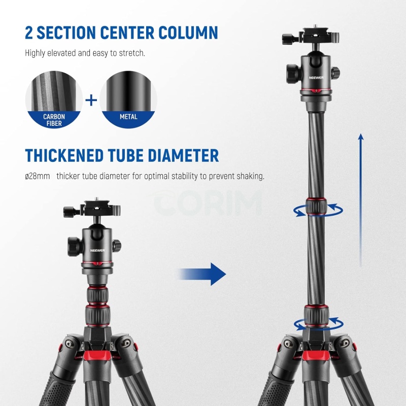 ⁦Neewer 80.7” Carbon Fiber Tripod & Monopod⁩ - الصورة ⁦2⁩