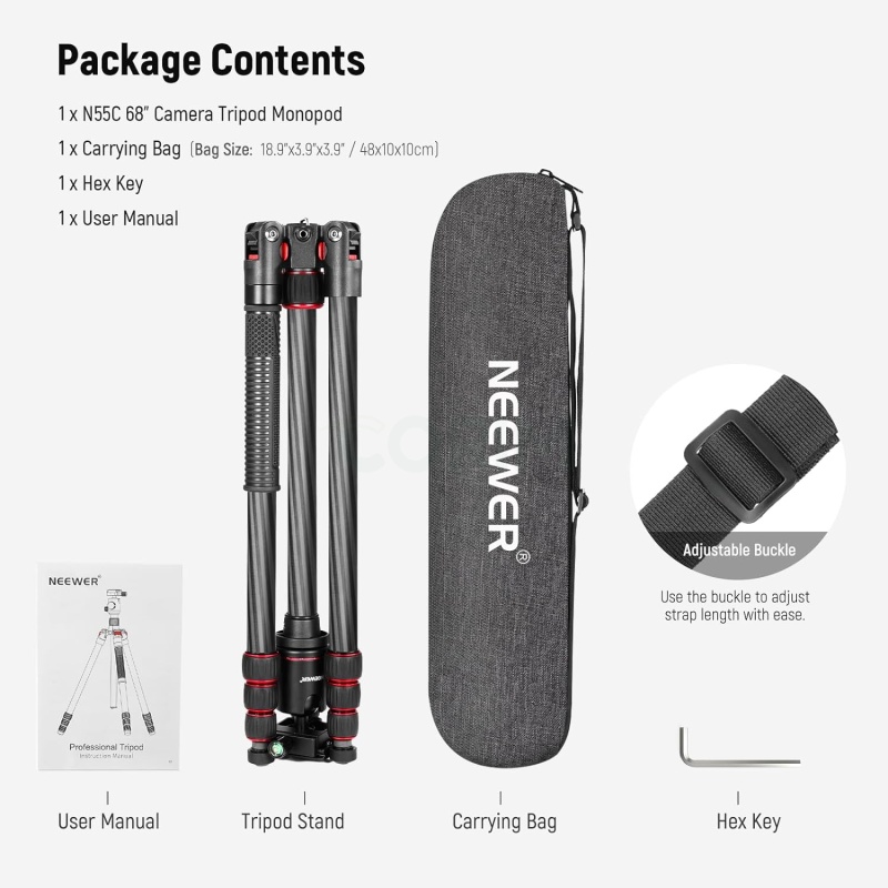 ⁦Neewer 66-inch Carbon Fiber Tripod & Monopod⁩ - الصورة ⁦8⁩