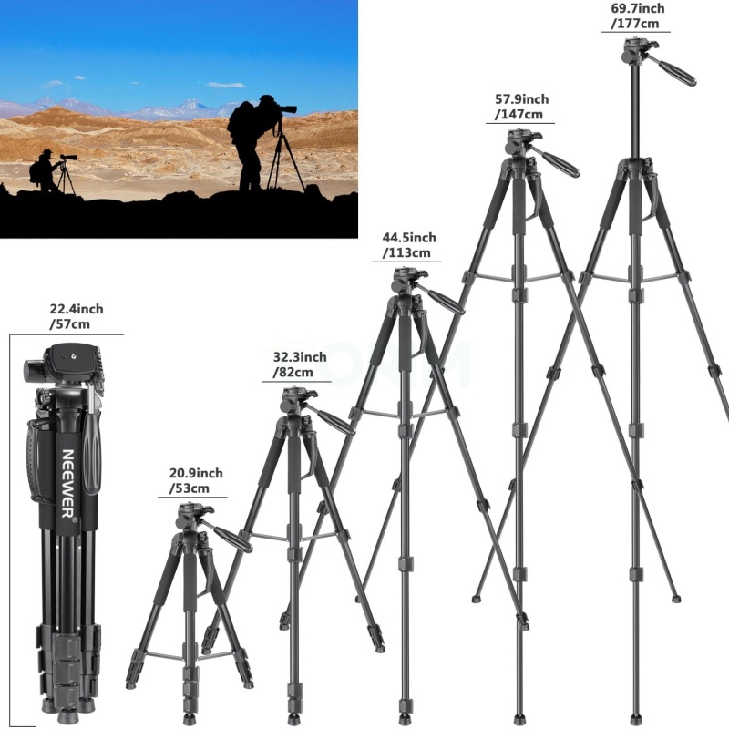 ⁦Neewer 70-inch Camera Tripod with Swivel Head⁩ - الصورة ⁦4⁩