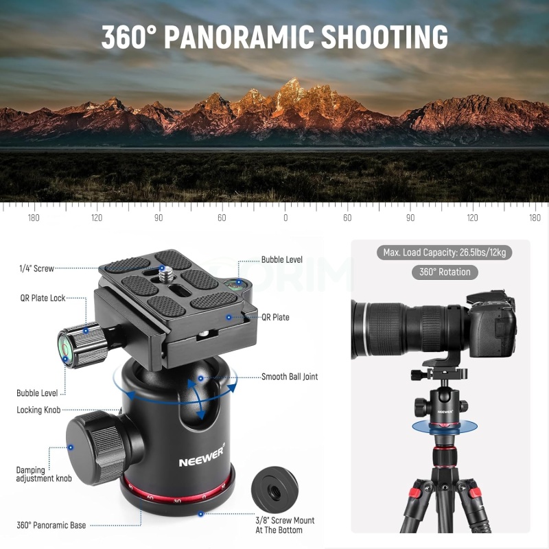 ⁦Neewer 66-inch Carbon Fiber Tripod & Monopod⁩ - الصورة ⁦3⁩
