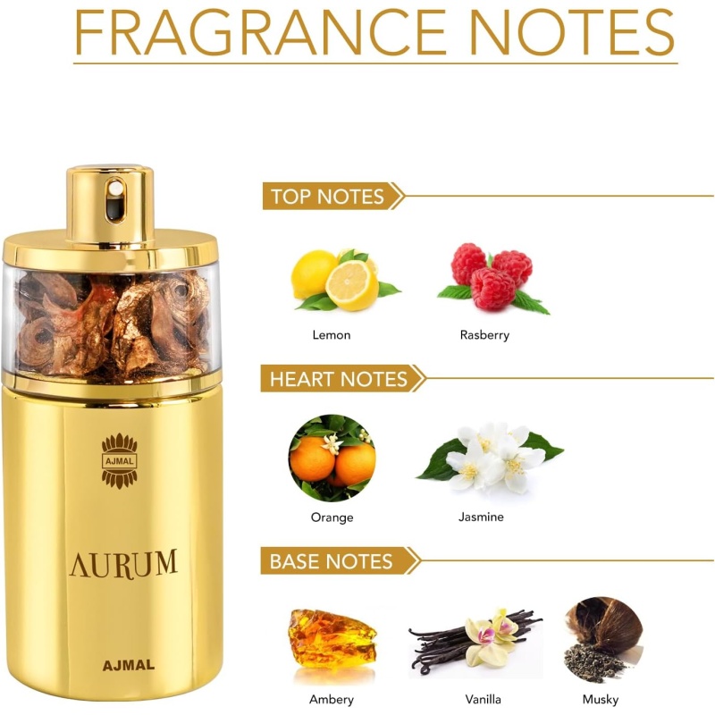 ⁦Ajmal - Aurum Perfumes - For Her - Eau Parfum, 75 Ml⁩ - الصورة ⁦2⁩