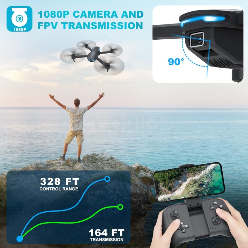 ⁦Foldable Drone with 1080p Camera for Beginners⁩ - الصورة ⁦5⁩