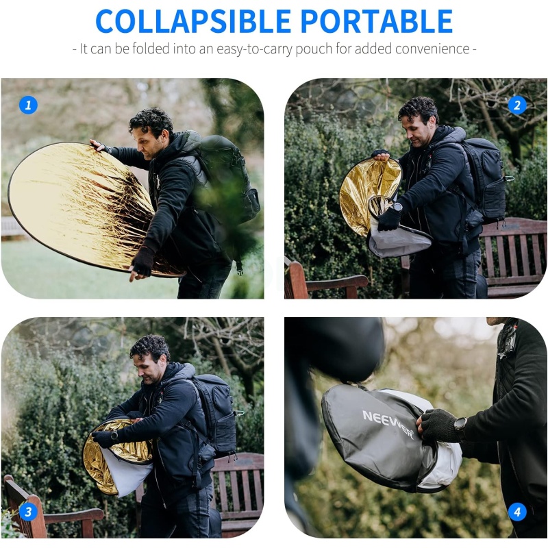 ⁦NEEWER 43" 5-in-1 Collapsible Light Reflector⁩ - الصورة ⁦4⁩