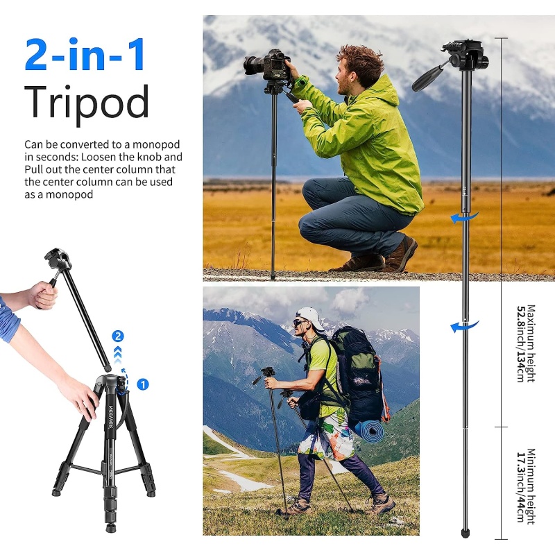 ⁦Neewer 70-inch Camera Tripod with Swivel Head⁩ - الصورة ⁦5⁩